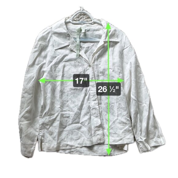 Debra deRoo Womens White Linen Button Down Shirt Size Small - Picture 7 of 7